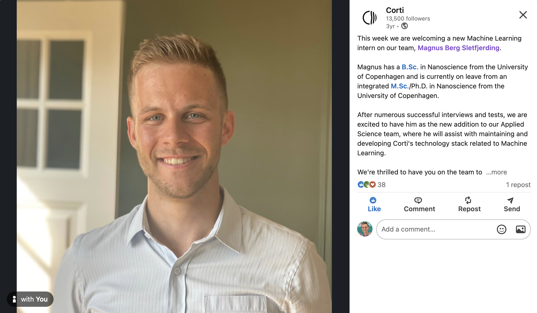 My first day at Corti was big smiles and fun